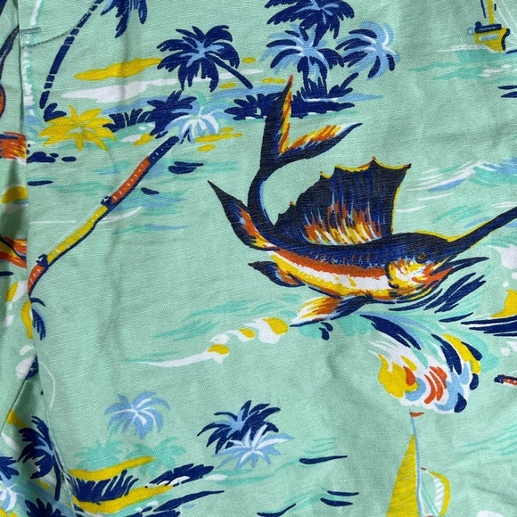 Polo Ralph Lauren Linen Blend 38W 6” Inseam Classic Fit Green Flat Front Shorts - Picture 3 of 10